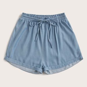 Drawstring Waist Denim Shorts